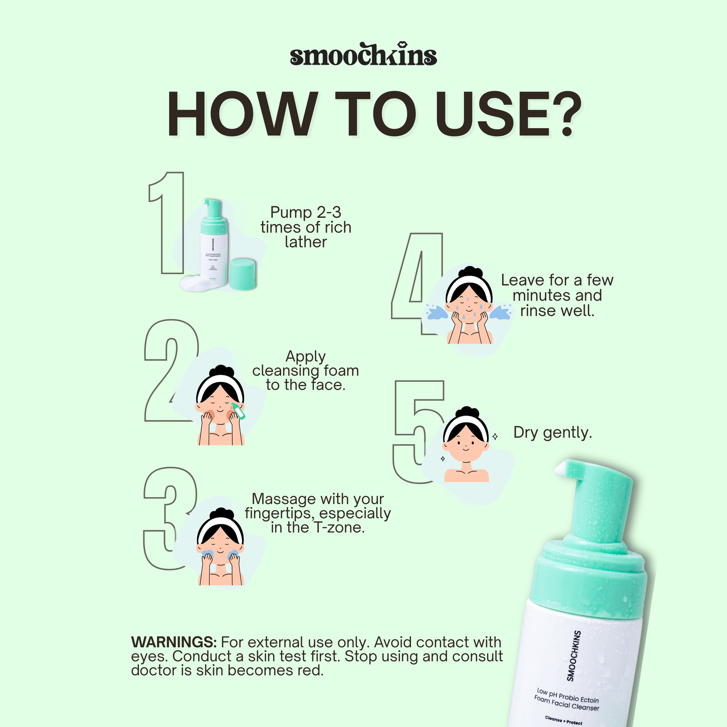 Smoochkins Low pH 2% Salicylic Acid Cleanser 150ml & Probio Ectoin Foam Facial Cleanser 100ml Gel