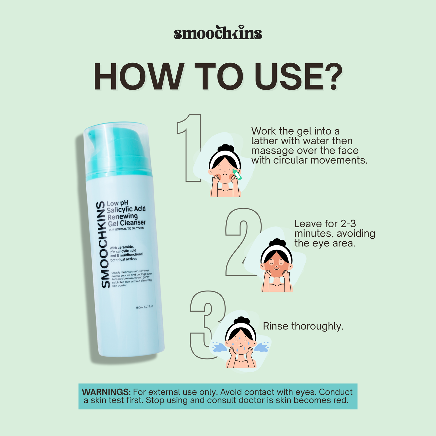 Smoochkins Low pH 2% Salicylic Acid Cleanser 150ml & Probio Ectoin Foam Facial Cleanser 100ml Gel