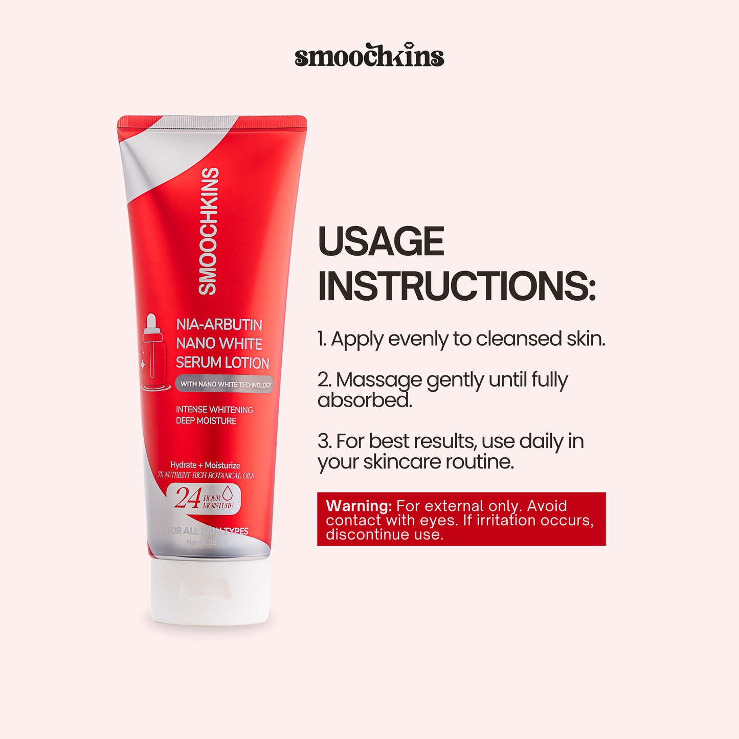 Smoochkins Nia-Arbutin Nano White Serum Lotion for Body Care
