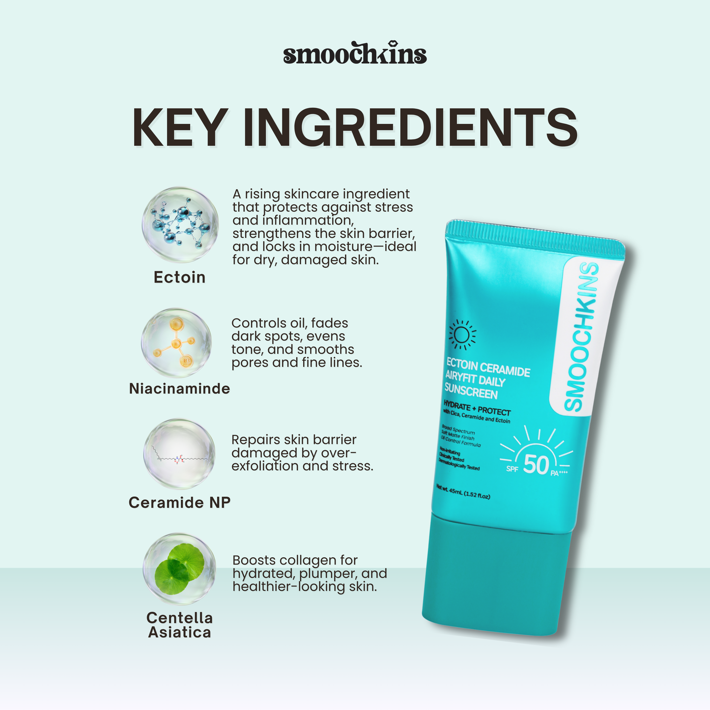 Smoochkins Ectoin Ceramide Airyfit Daily Sunscreen SPF50 PA++++