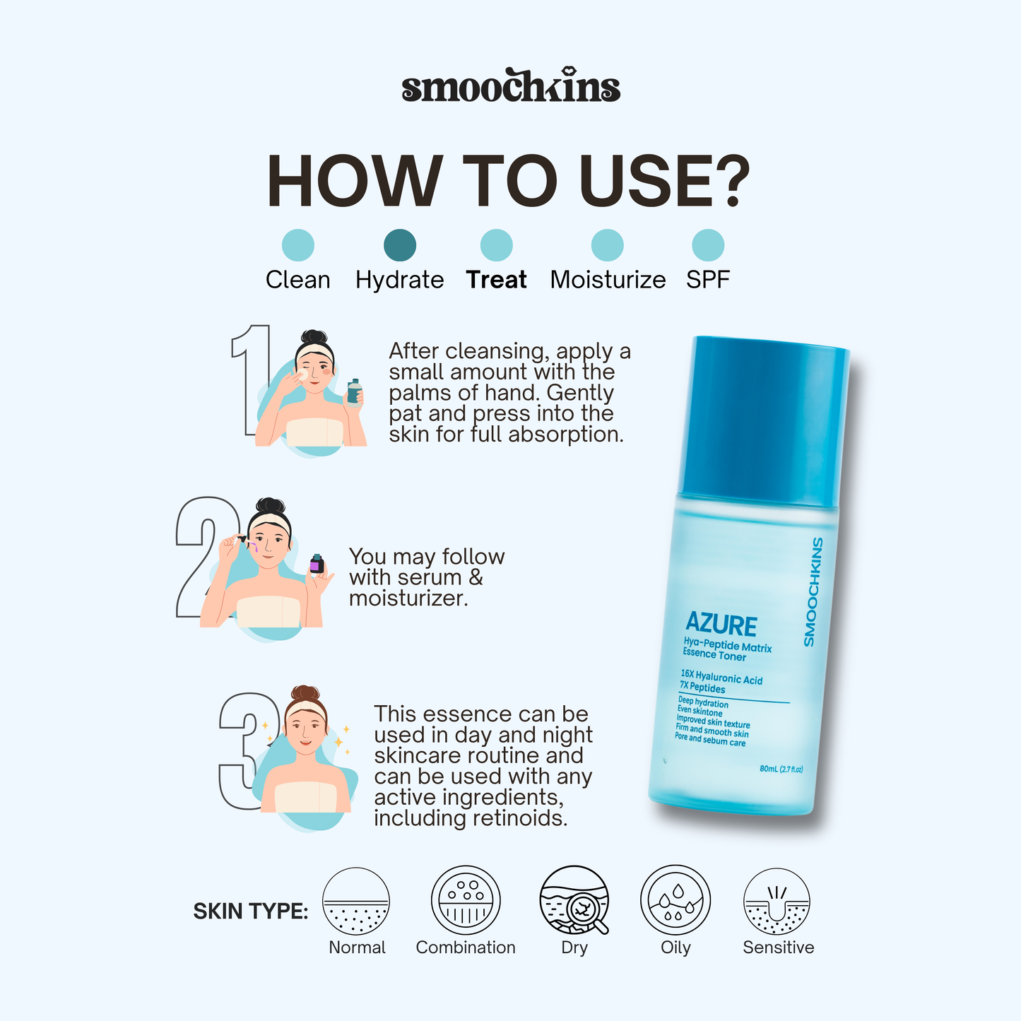 Smoochkins Azure Hya-Peptide Essence Toner