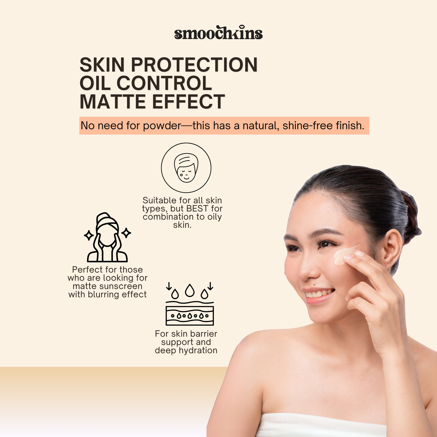 Smoochkins Hyaluronic Acid Tinted Blurring Matte Sunscreen SPF50 PA++++