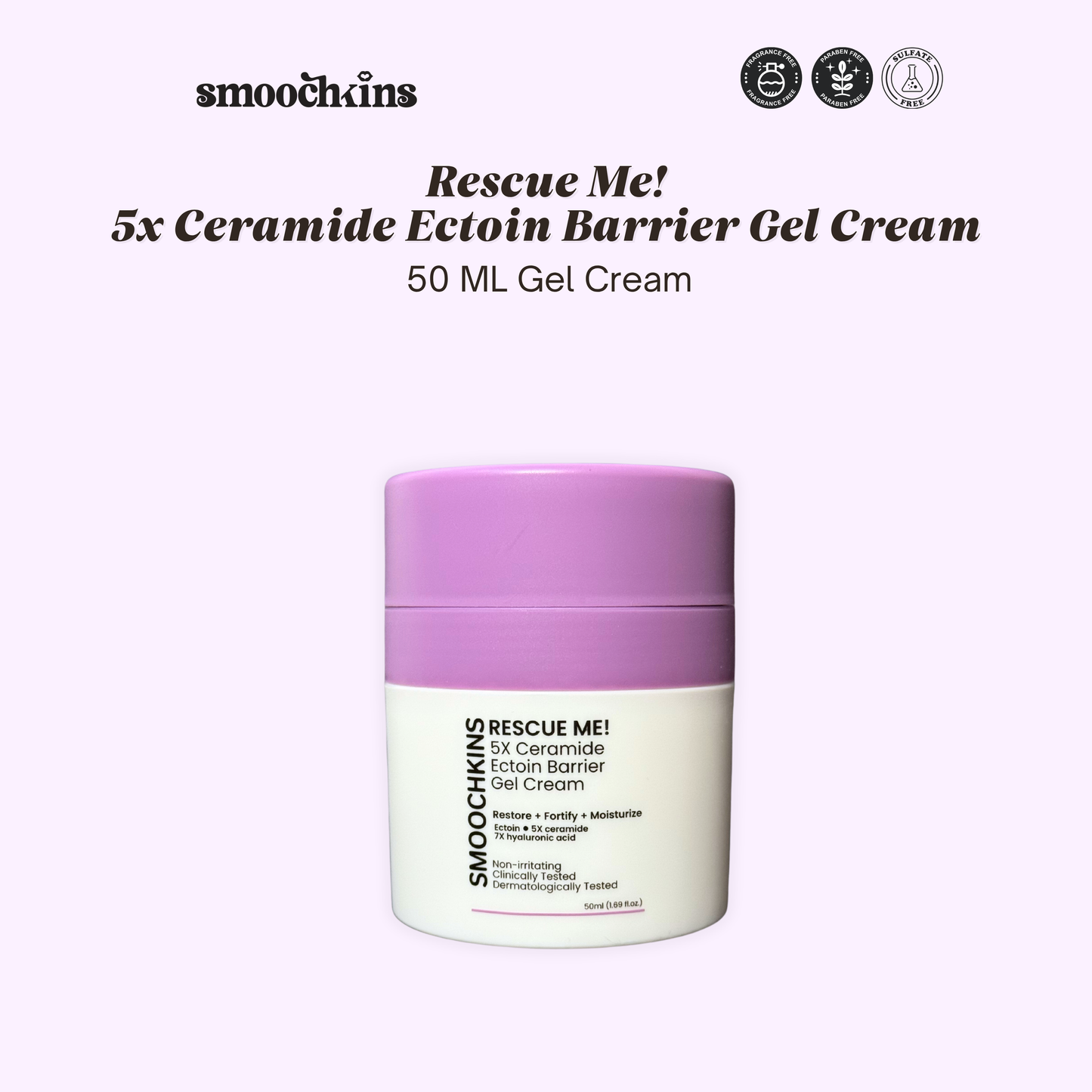 Smoochkins Rescue Me! 5X Ceramide Ectoin Barrier Gel Cream Moisturizer