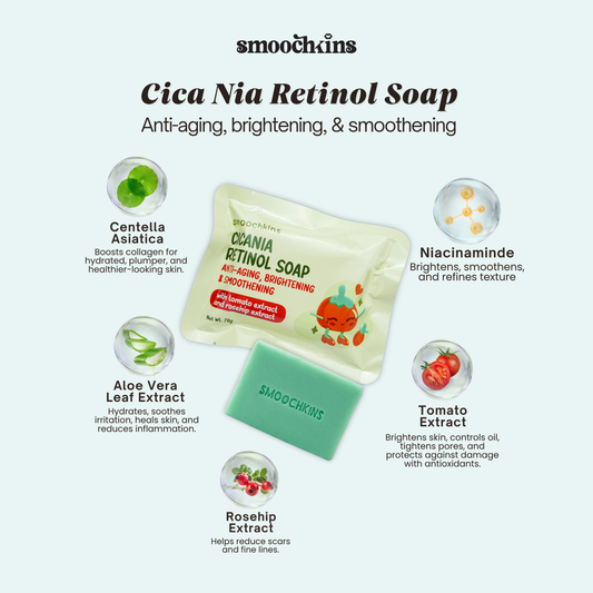Smoochkins CicaNia Retinol Soap, Niacinamide + Turmeric Soap, Niacinamide + Arbutin Soap