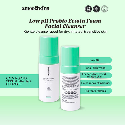 Smoochkins Low pH 2% Salicylic Acid Cleanser 150ml & Probio Ectoin Foam Facial Cleanser 100ml Gel